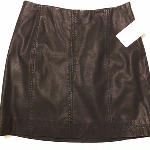 Free People NWT black vegan leather mini skirt